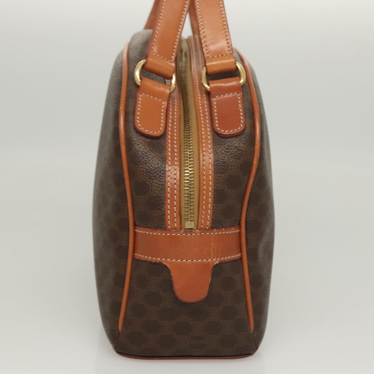 CELINE Macadam Canvas Hand Bag PVC Leather Brown Gold Auth 121455