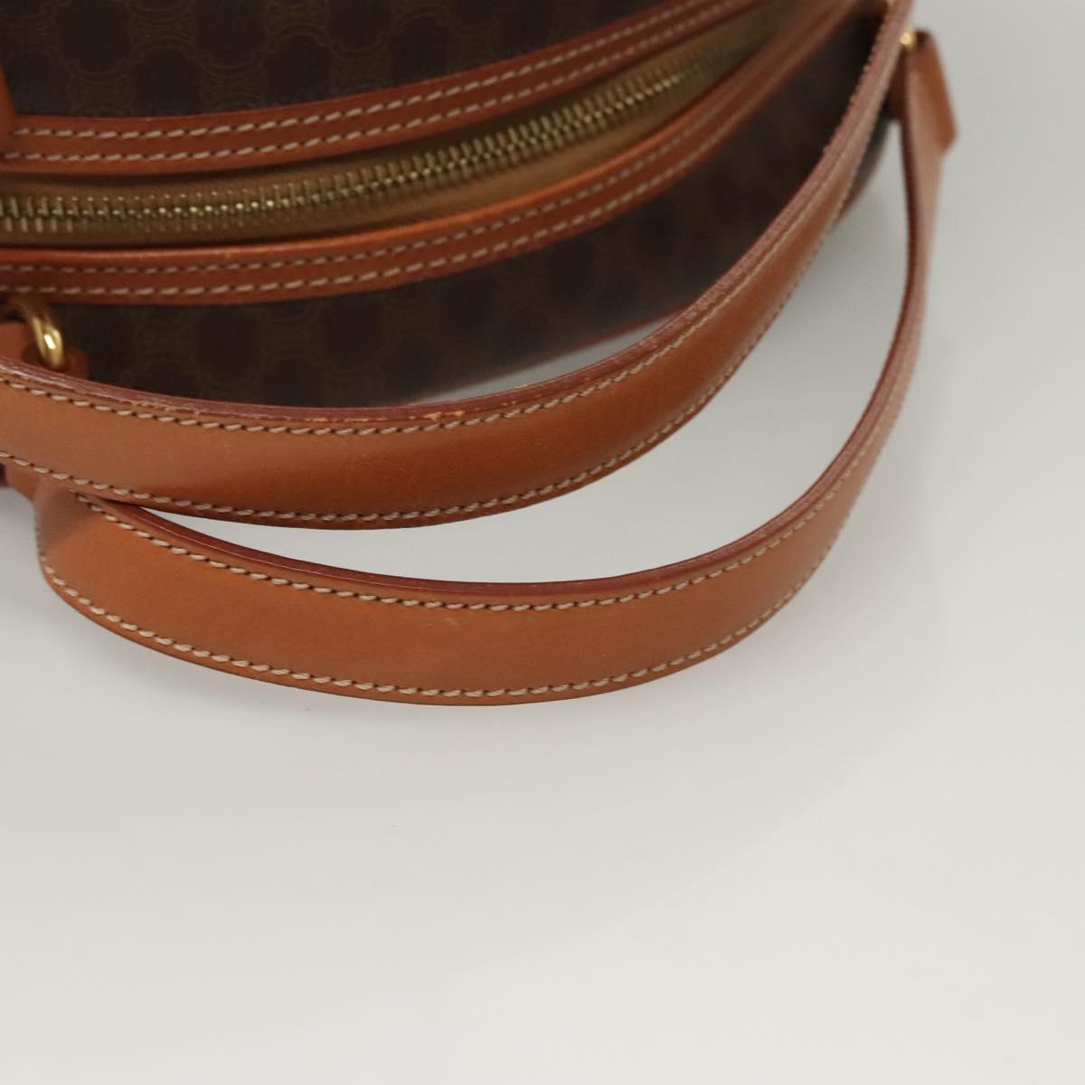 CELINE Macadam Canvas Hand Bag PVC Leather Brown Gold Auth 121455