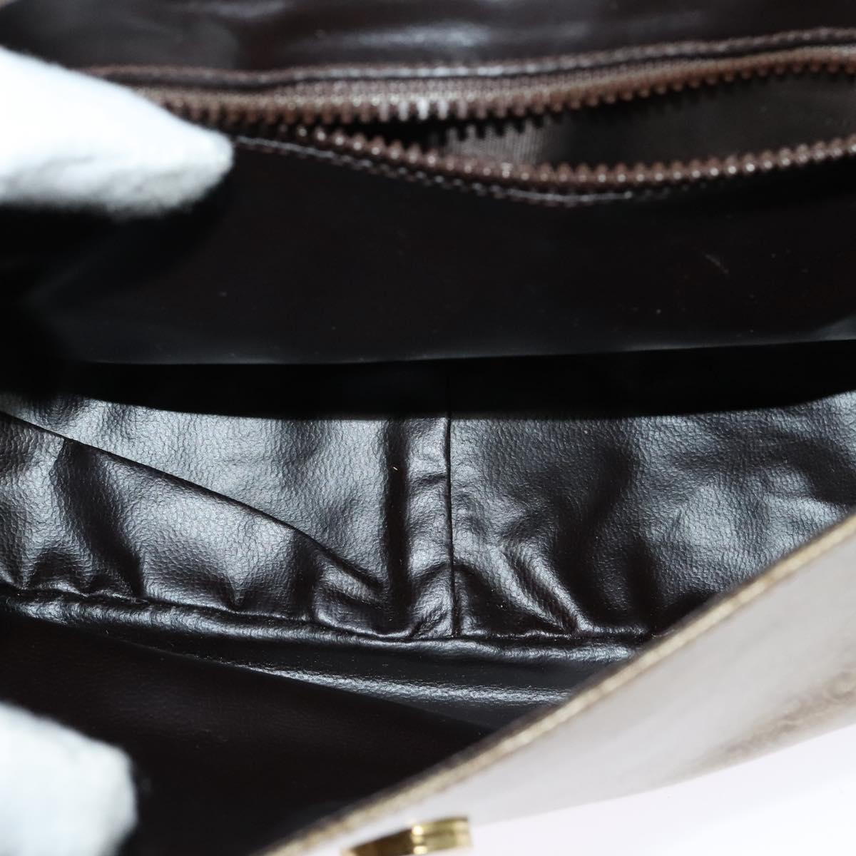 CELINE Macadam Canvas Shoulder Bag Beige Gold Auth 121456