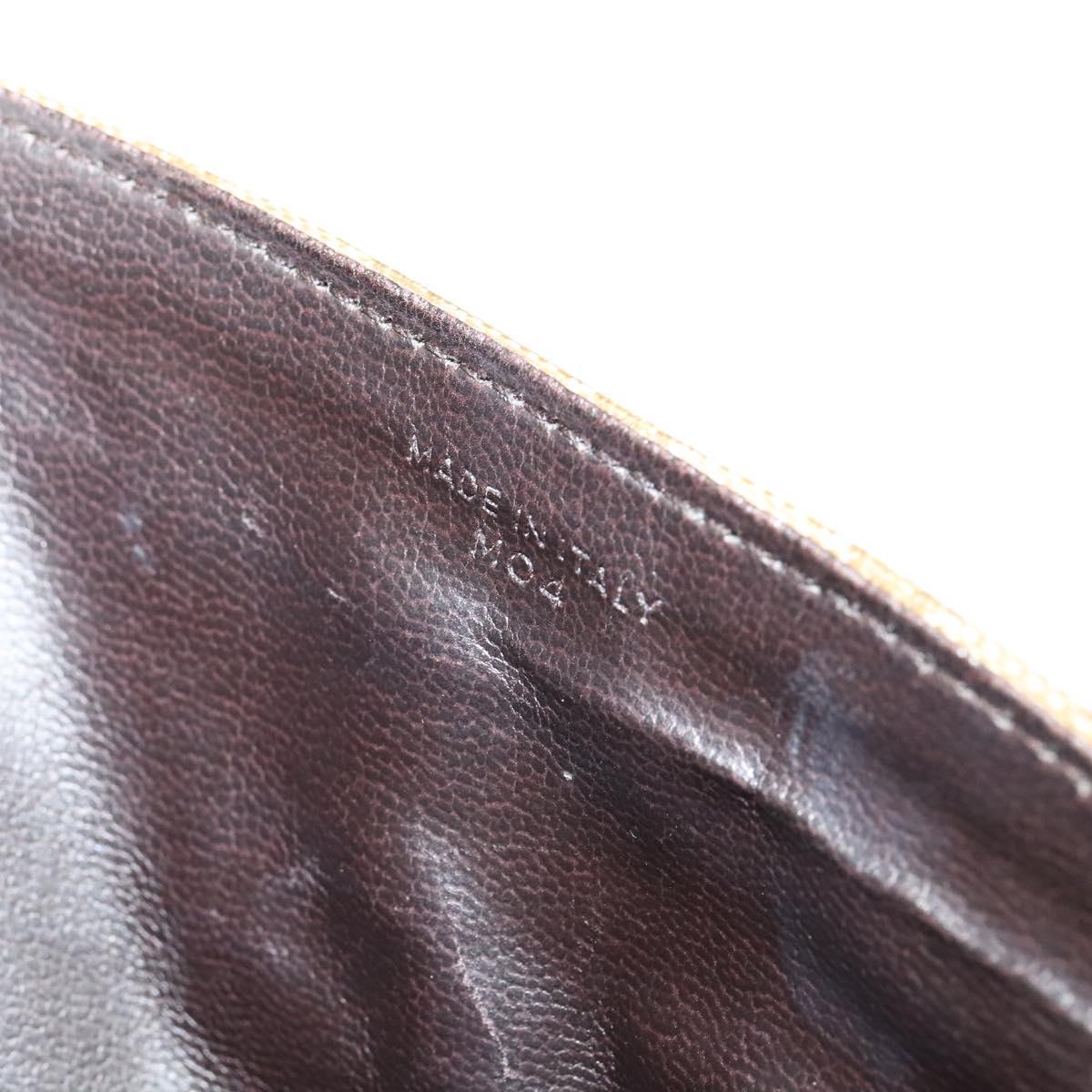 CELINE Macadam Canvas Shoulder Bag Beige Gold Auth 121456