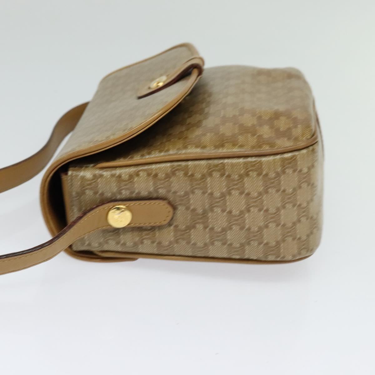 CELINE Macadam Canvas Shoulder Bag Beige Gold Auth 121456