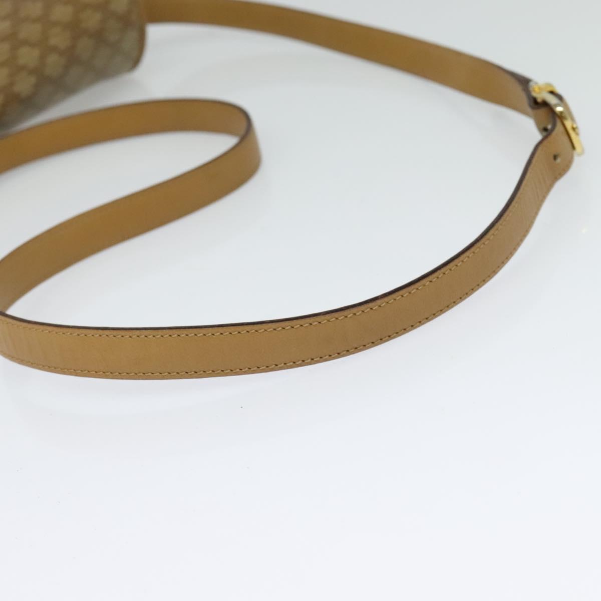 CELINE Macadam Canvas Shoulder Bag Beige Gold Auth 121456