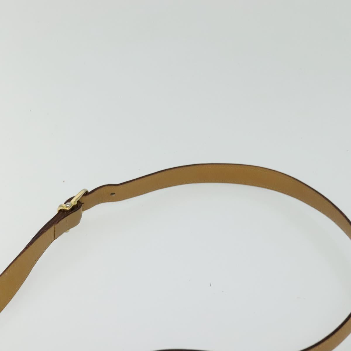 CELINE Macadam Canvas Shoulder Bag Beige Gold Auth 121456