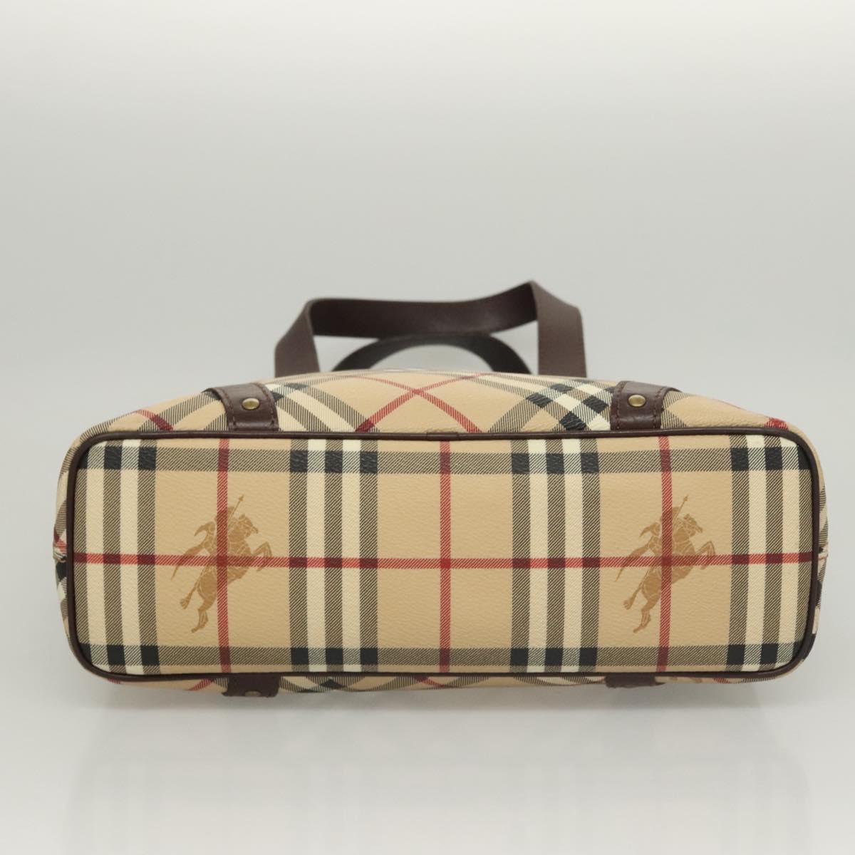 BURBERRY Nova Check Hand Bag PVC Beige Auth 121465