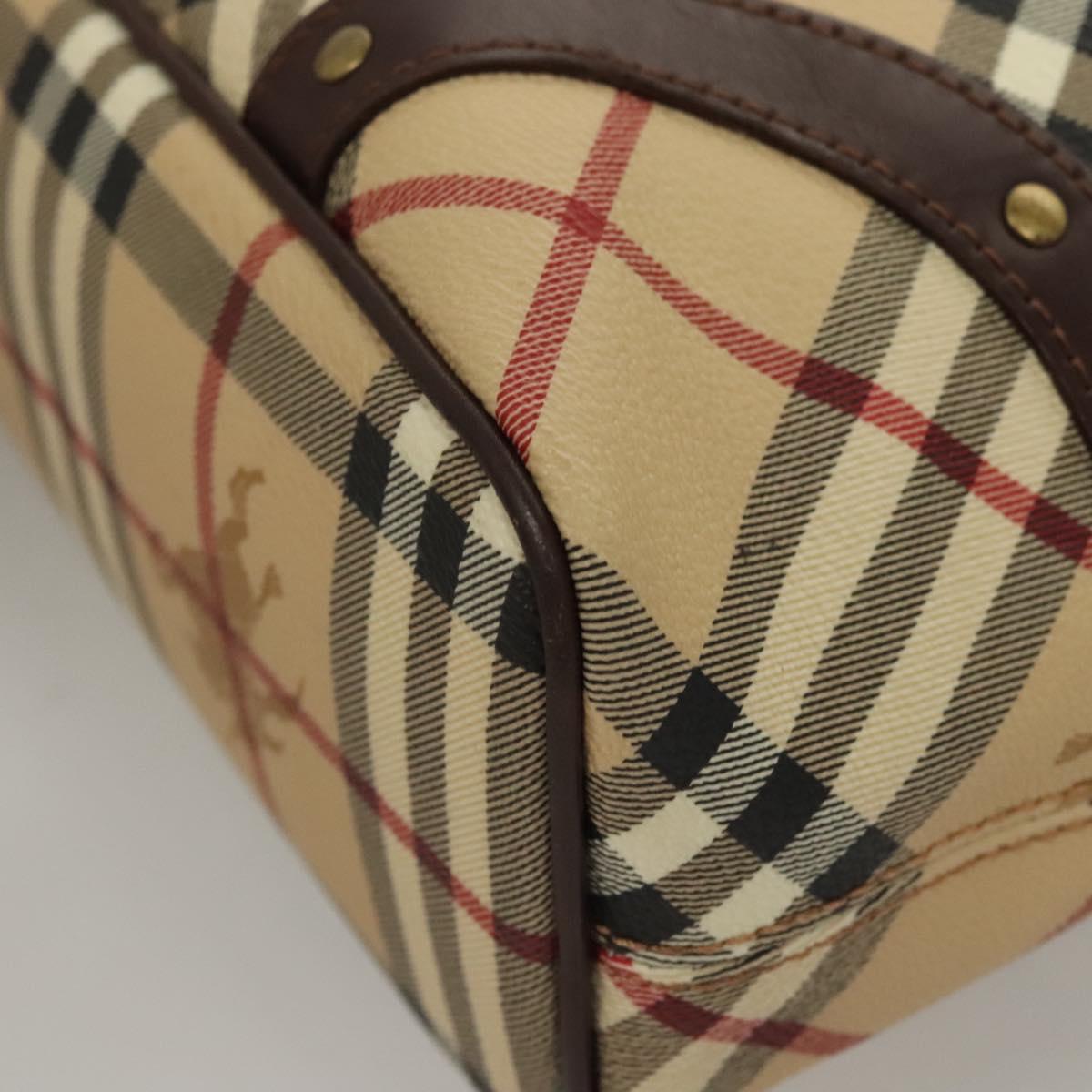 BURBERRY Nova Check Hand Bag PVC Beige Auth 121465