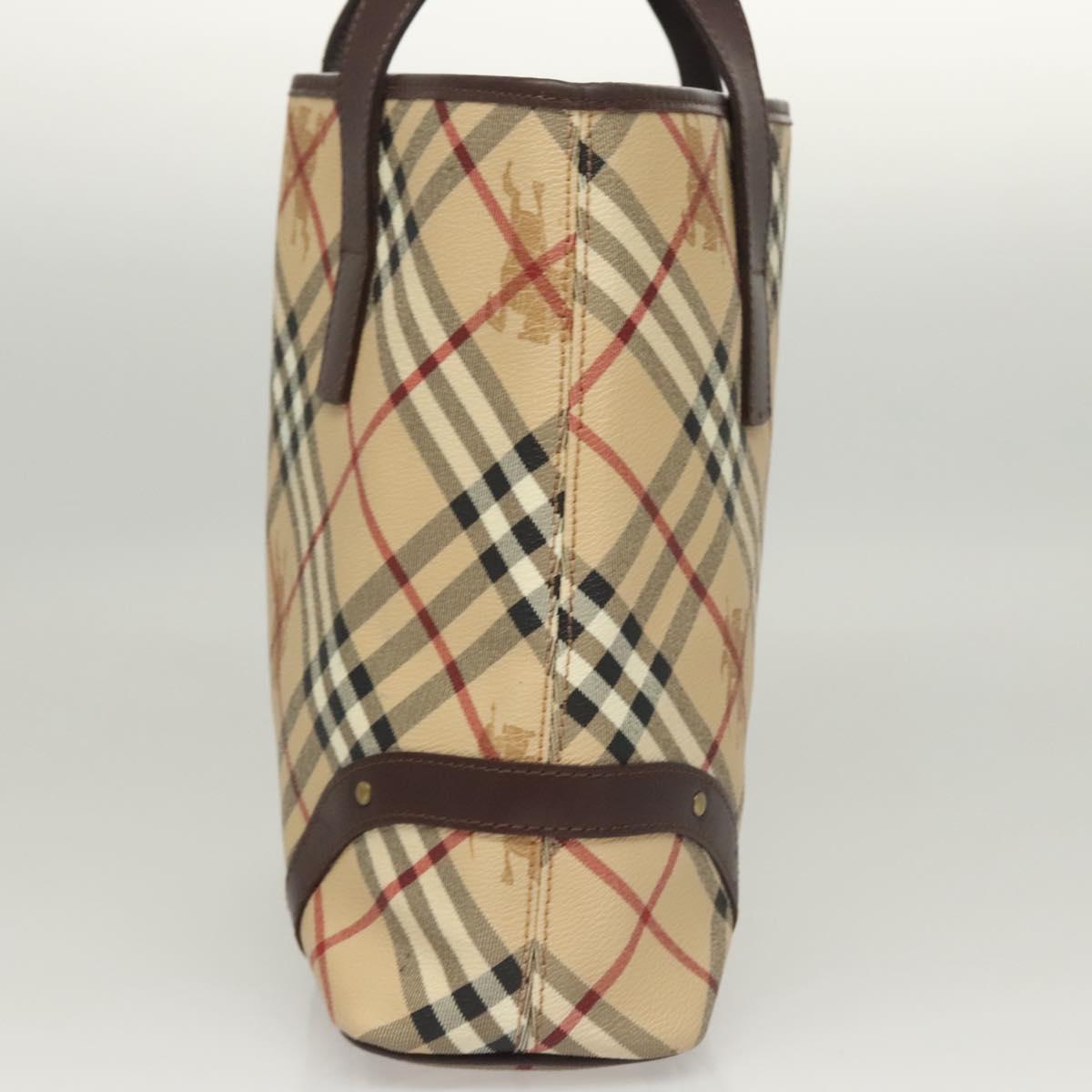 BURBERRY Nova Check Hand Bag PVC Beige Auth 121465