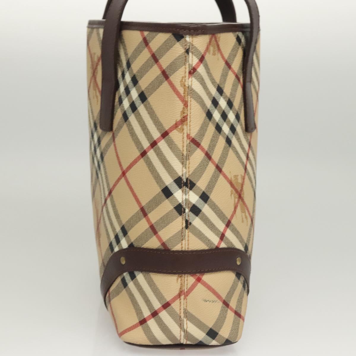 BURBERRY Nova Check Hand Bag PVC Beige Auth 121465