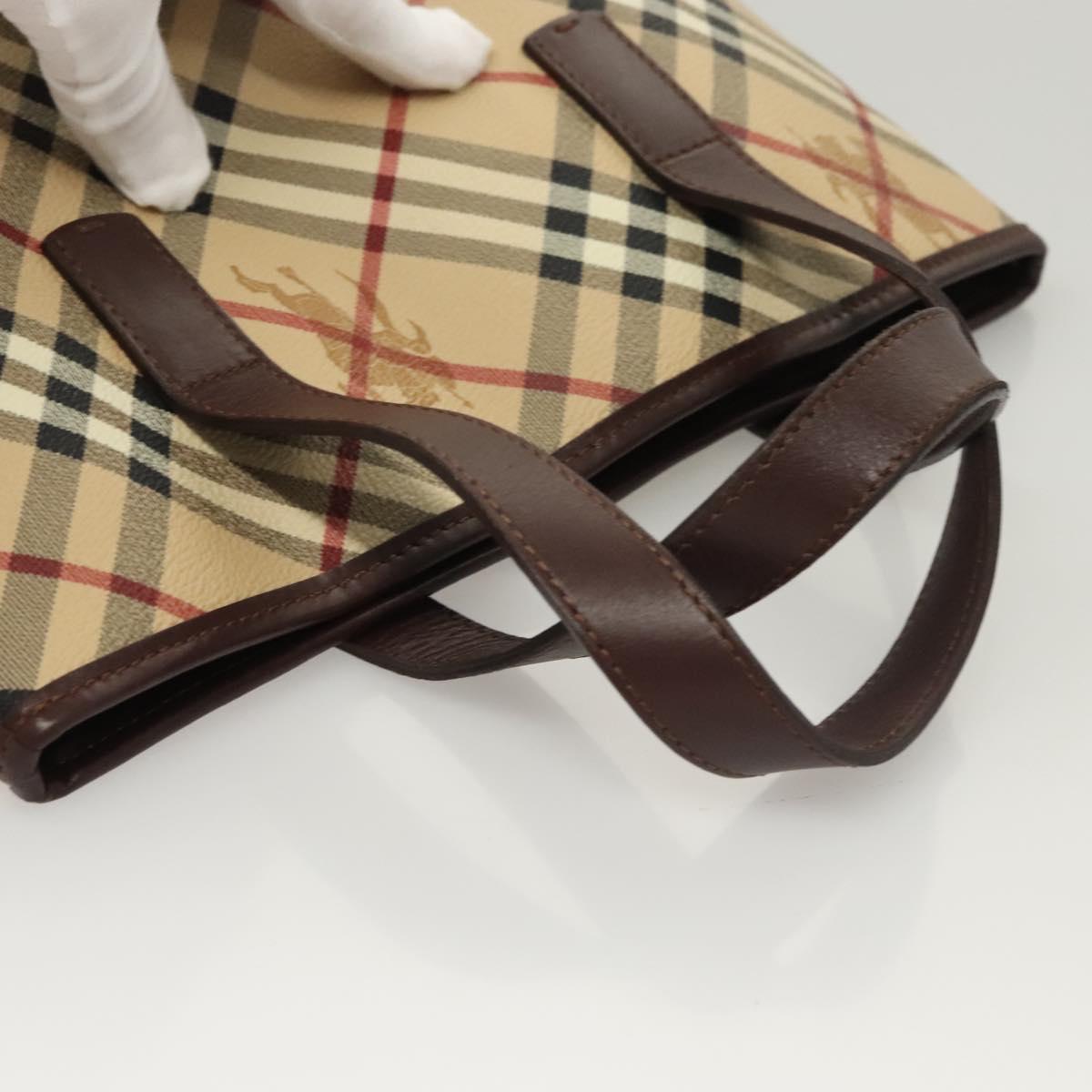 BURBERRY Nova Check Hand Bag PVC Beige Auth 121465