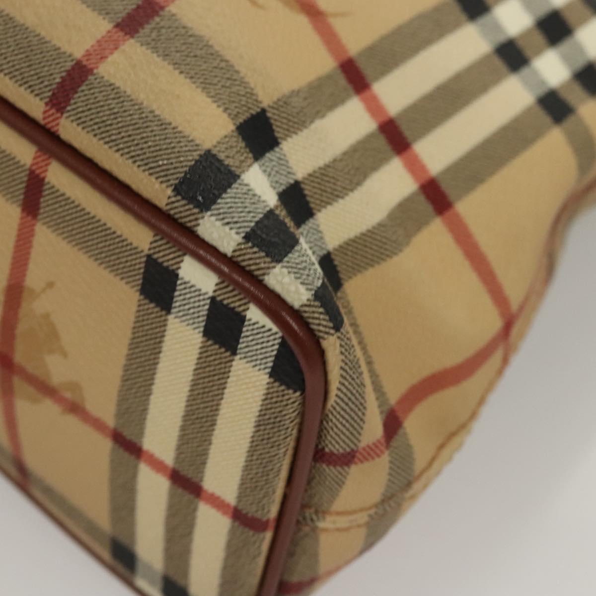 BURBERRY Nova Check Hand Bag PVC Beige Auth 121466