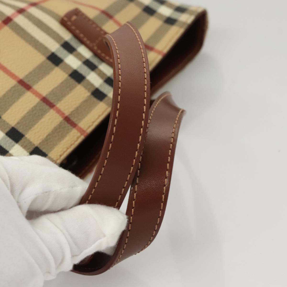 BURBERRY Nova Check Hand Bag PVC Beige Auth 121466