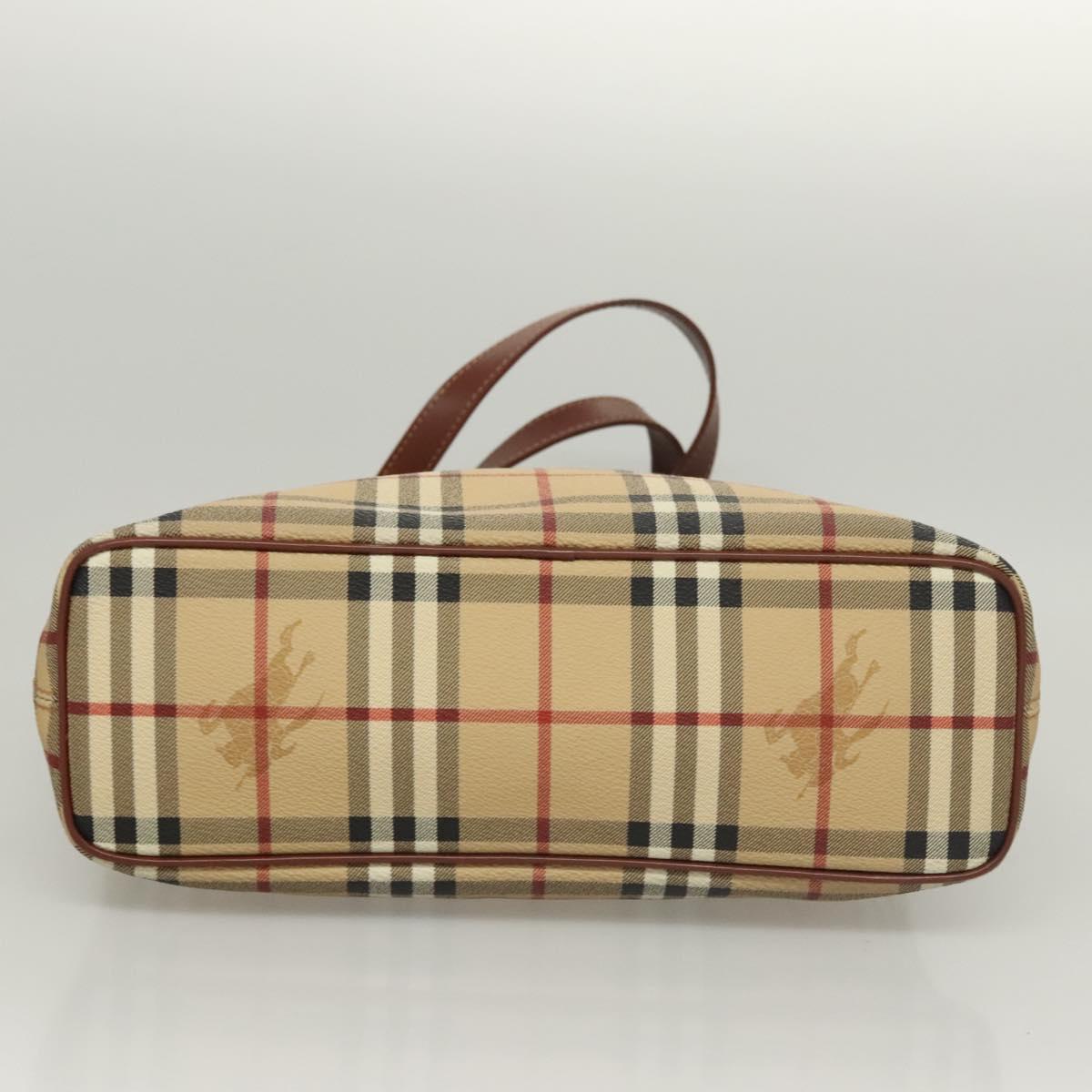 BURBERRY Nova Check Hand Bag PVC Beige Auth 121466