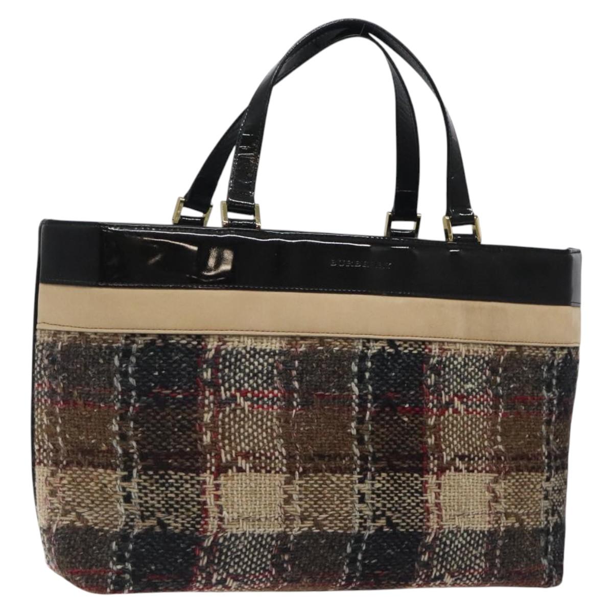 BURBERRY Nova Check Tote Bag Canvas Gold Brown Auth 121468