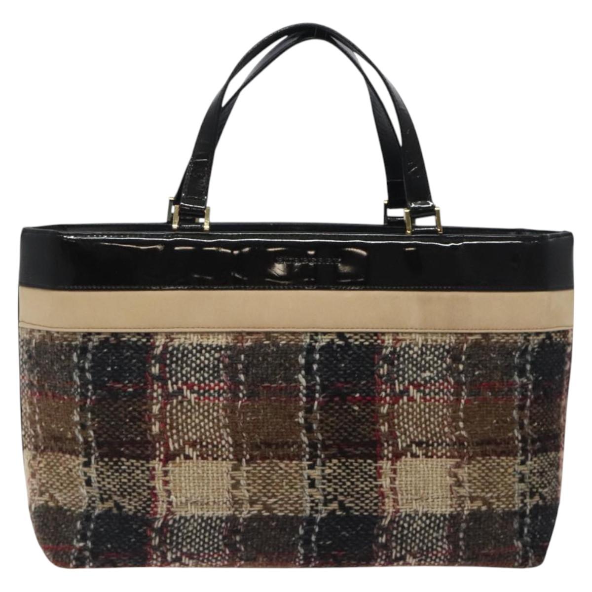 BURBERRY Nova Check Tote Bag Canvas Gold Brown Auth 121468
