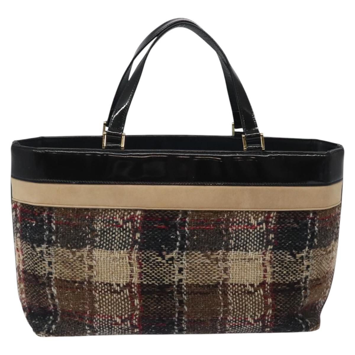 BURBERRY Nova Check Tote Bag Canvas Gold Brown Auth 121468