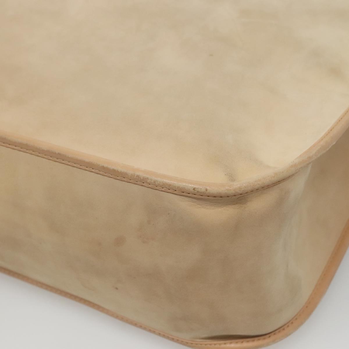 Salvatore Ferragamo Gancini Tote Bag Suede Beige Gold Auth 121469