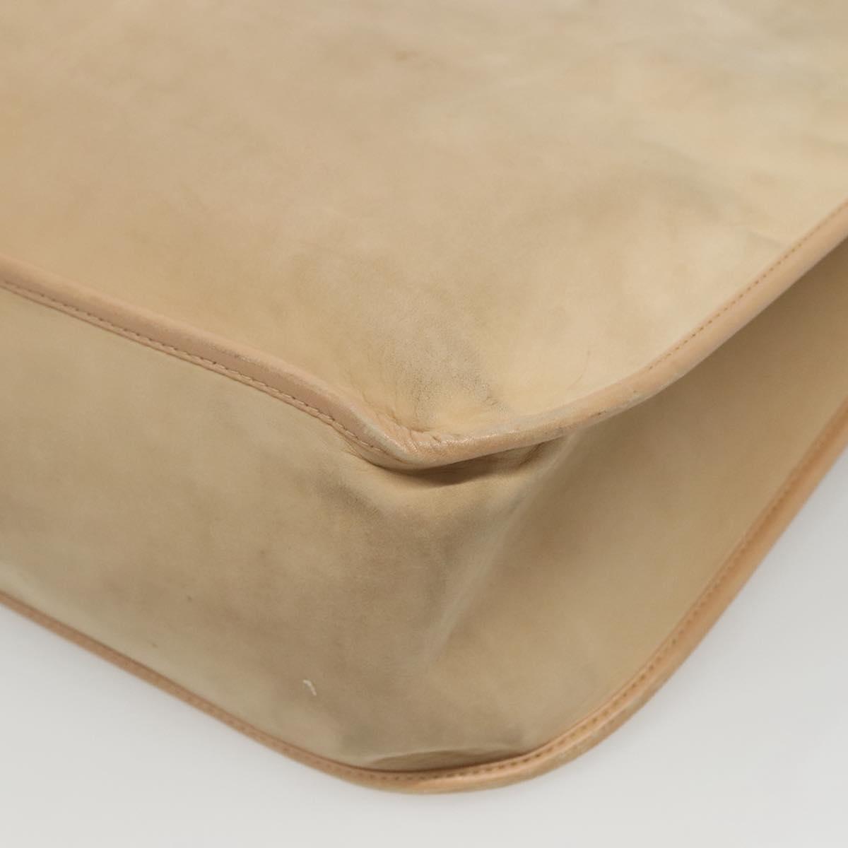 Salvatore Ferragamo Gancini Tote Bag Suede Beige Gold Auth 121469