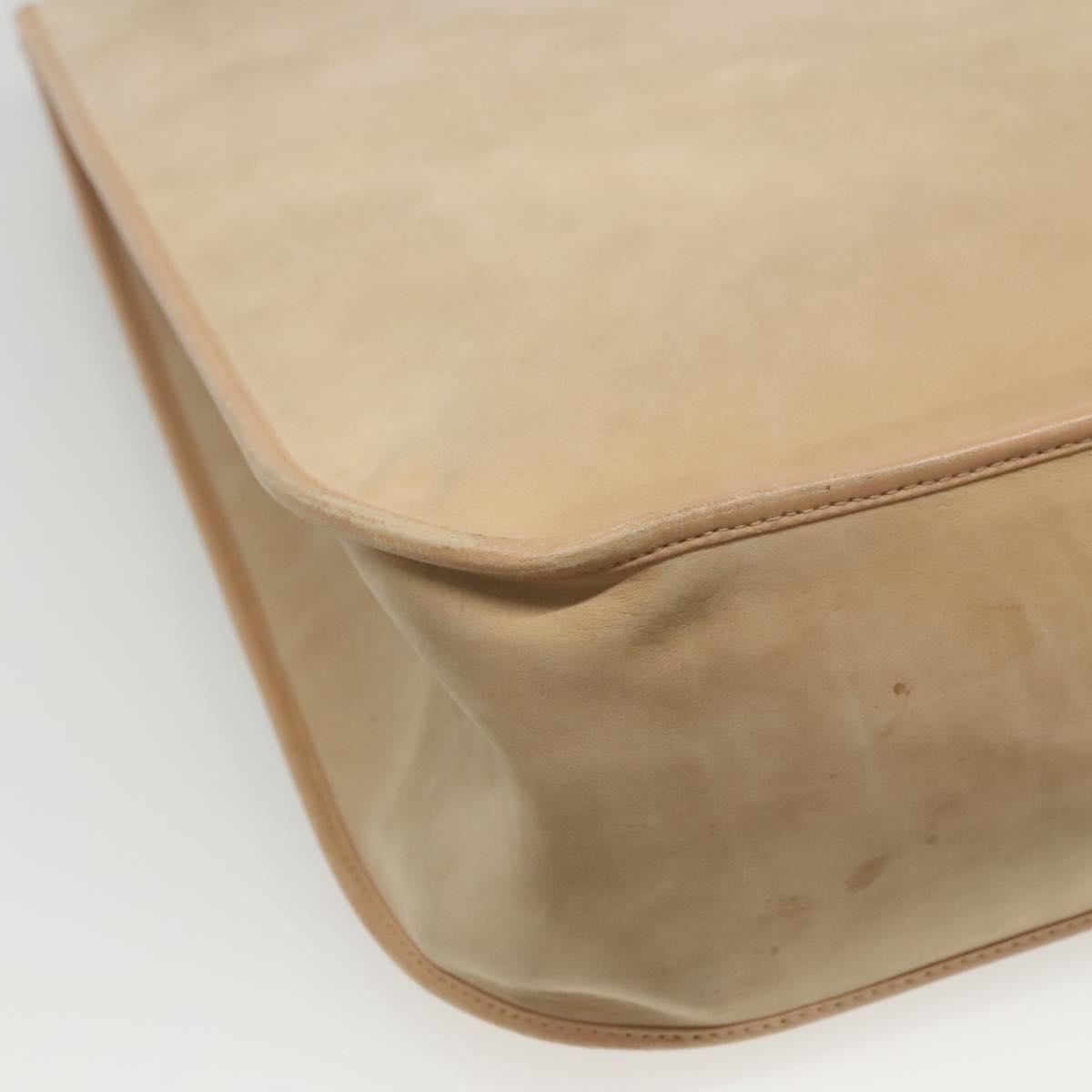 Salvatore Ferragamo Gancini Tote Bag Suede Beige Gold Auth 121469