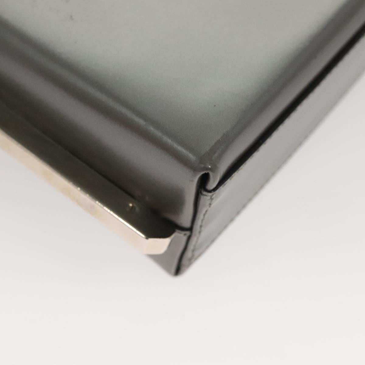 Salvatore Ferragamo Chain Shoulder Bag Patent leather Silver Auth 121470