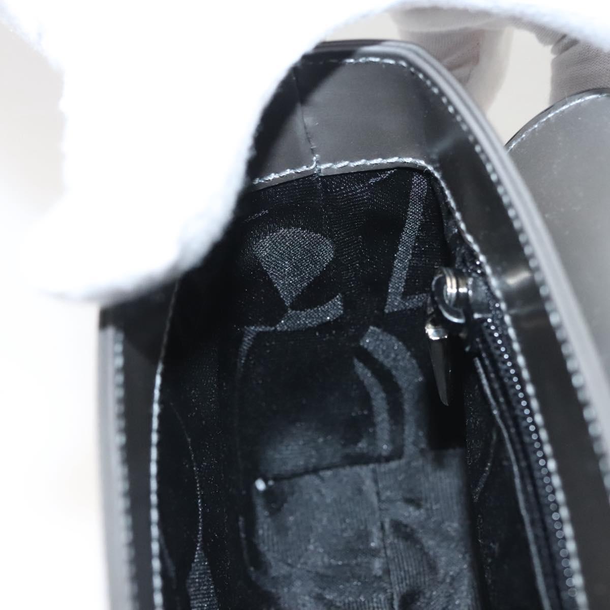 Salvatore Ferragamo Chain Shoulder Bag Patent leather Silver Auth 121470