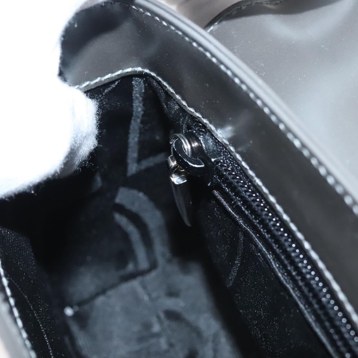 Salvatore Ferragamo Chain Shoulder Bag Patent leather Silver Auth 121470