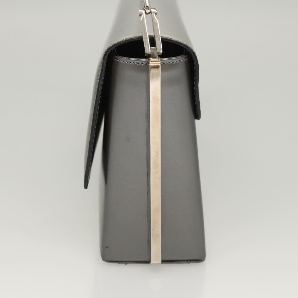 Salvatore Ferragamo Chain Shoulder Bag Patent leather Silver Auth 121470