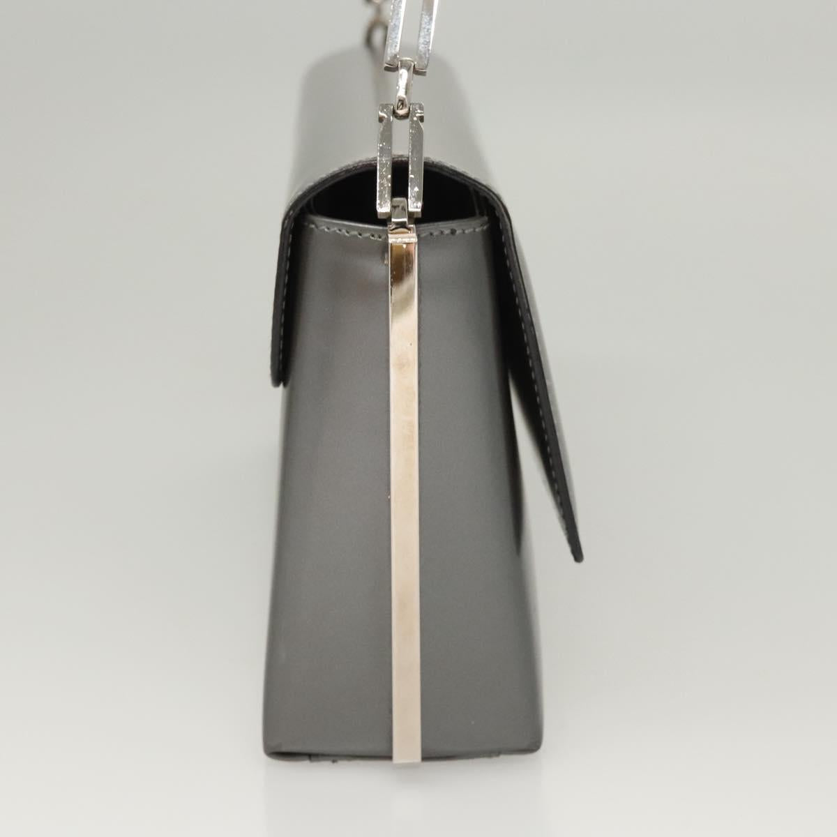 Salvatore Ferragamo Chain Shoulder Bag Patent leather Silver Auth 121470