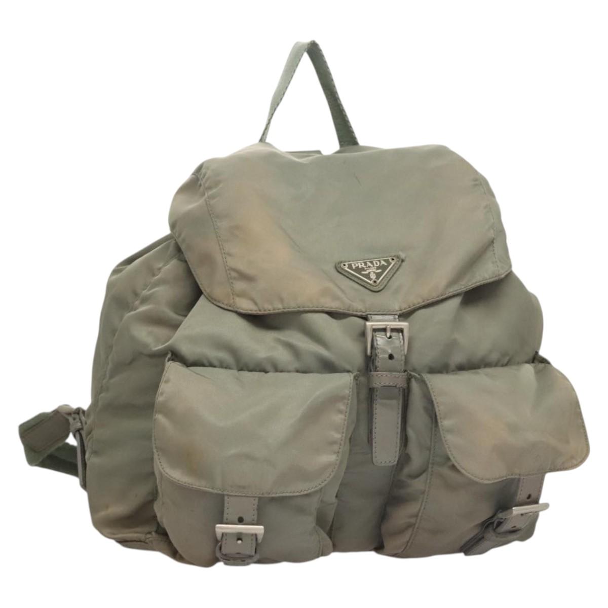 PRADA Backpack Nylon Green Auth 121476