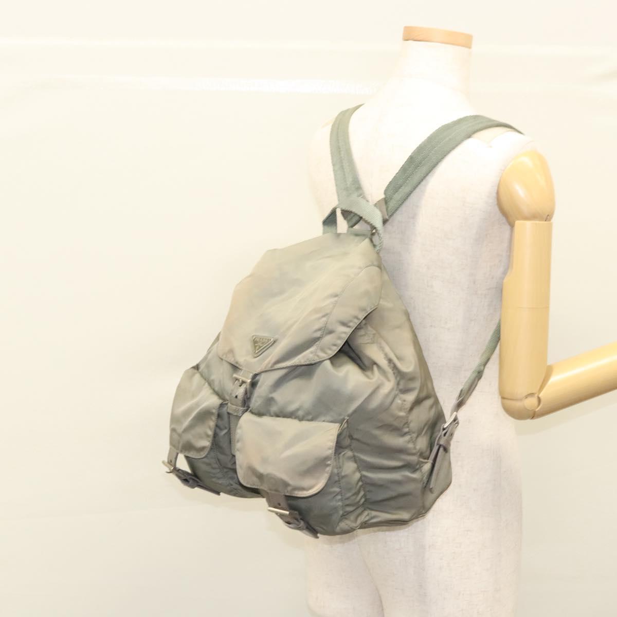 PRADA Backpack Nylon Green Auth 121476