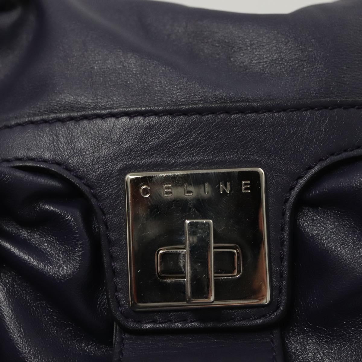 CELINE Shoulder Bag Leather Purple Silver Auth 121477