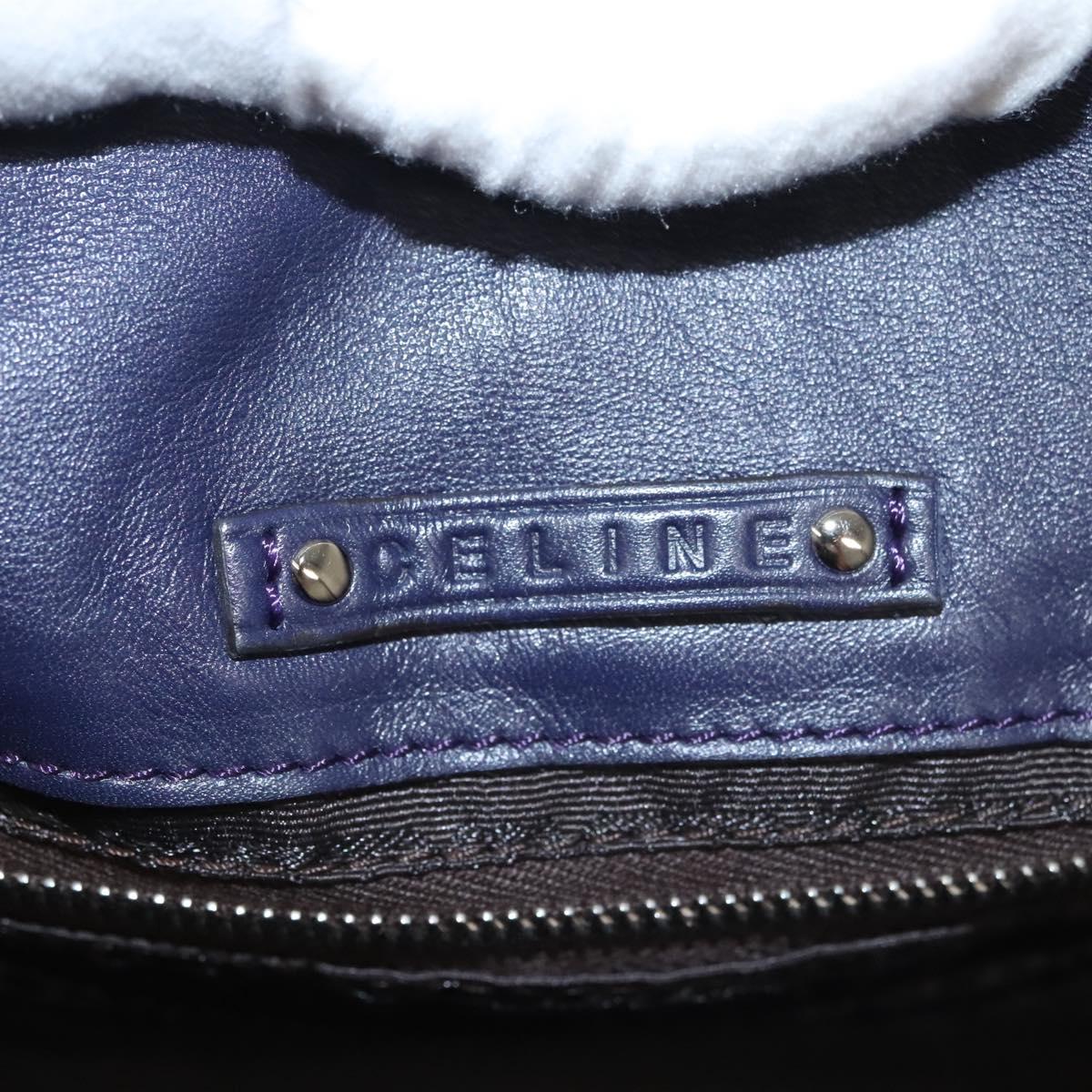 CELINE Shoulder Bag Leather Purple Silver Auth 121477