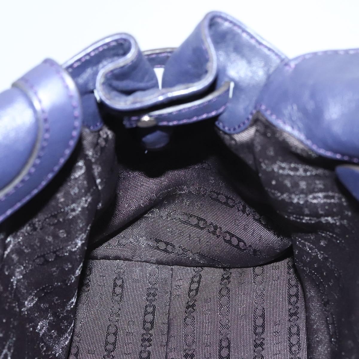 CELINE Shoulder Bag Leather Purple Silver Auth 121477