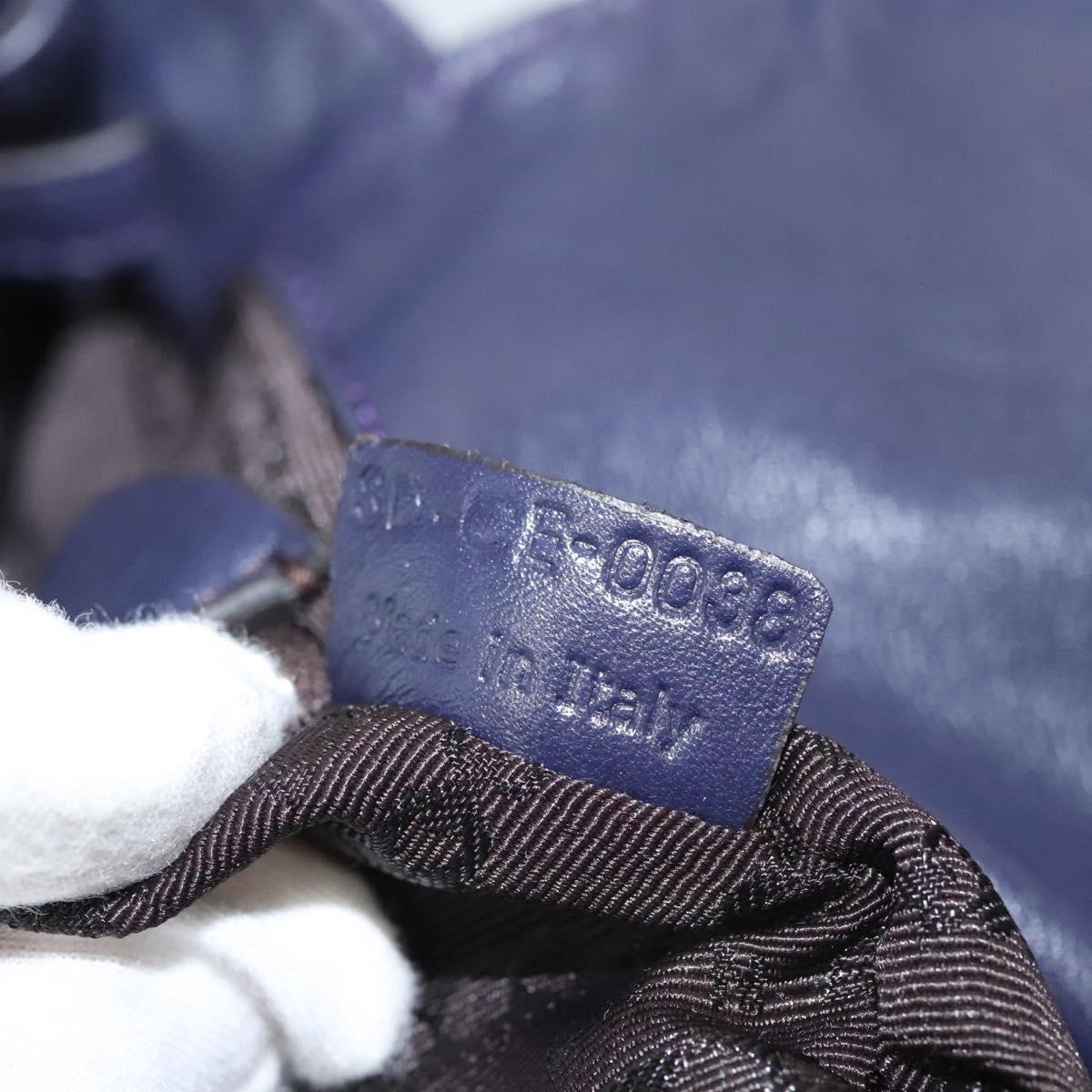 CELINE Shoulder Bag Leather Purple Silver Auth 121477