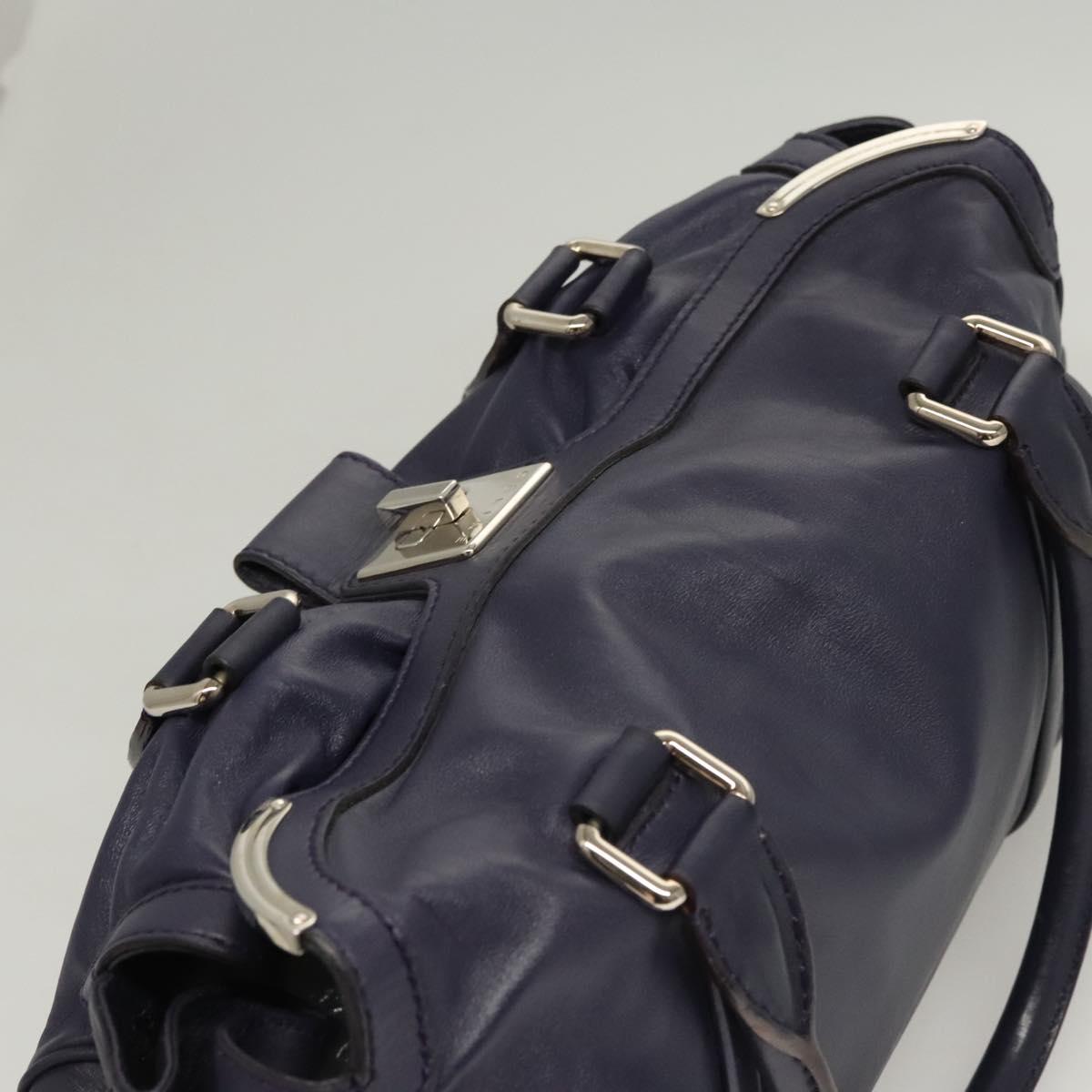 CELINE Shoulder Bag Leather Purple Silver Auth 121477