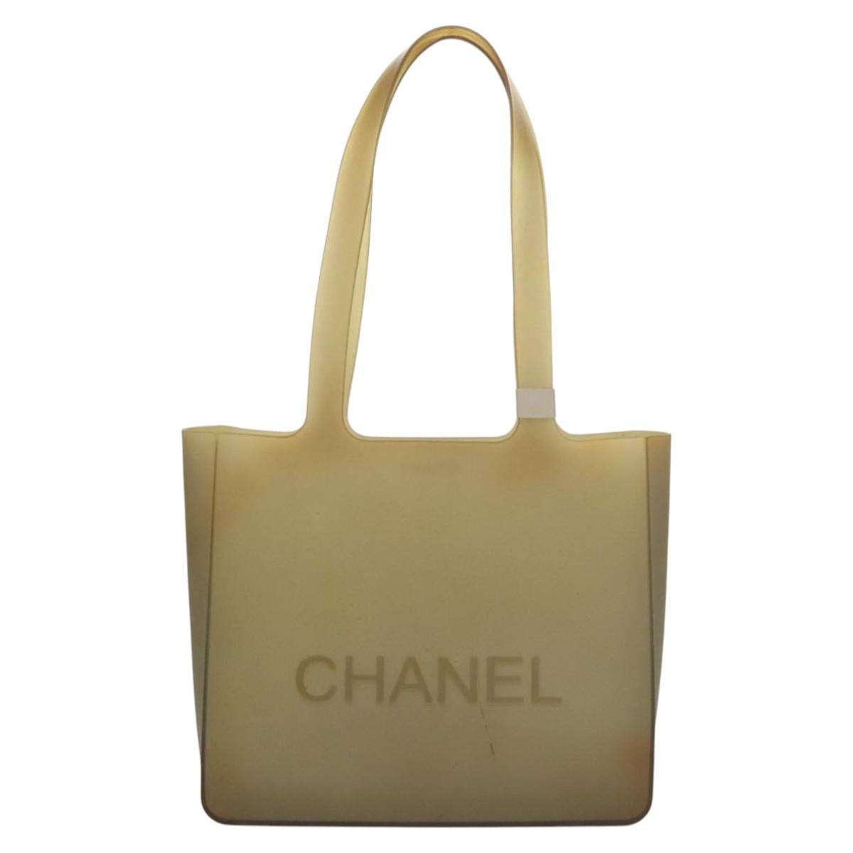 CHANEL Tote Bag Rubber Khaki CC Auth 121481