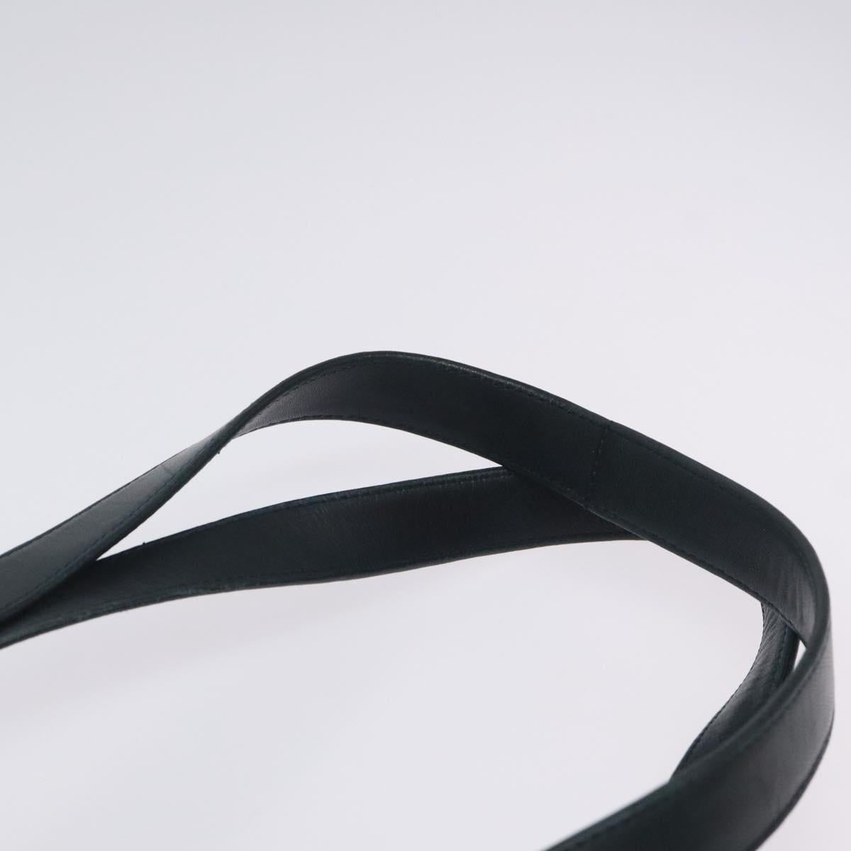 BALLY Shoulder Bag Leather Navy Gold Auth 121482