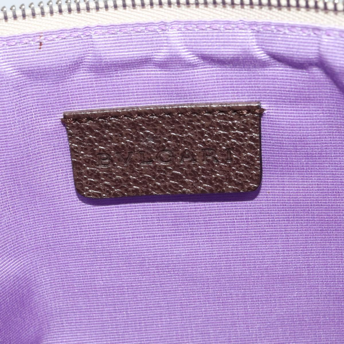 BVLGARI Shoulder Bag Canvas Ivory Silver Auth 121484