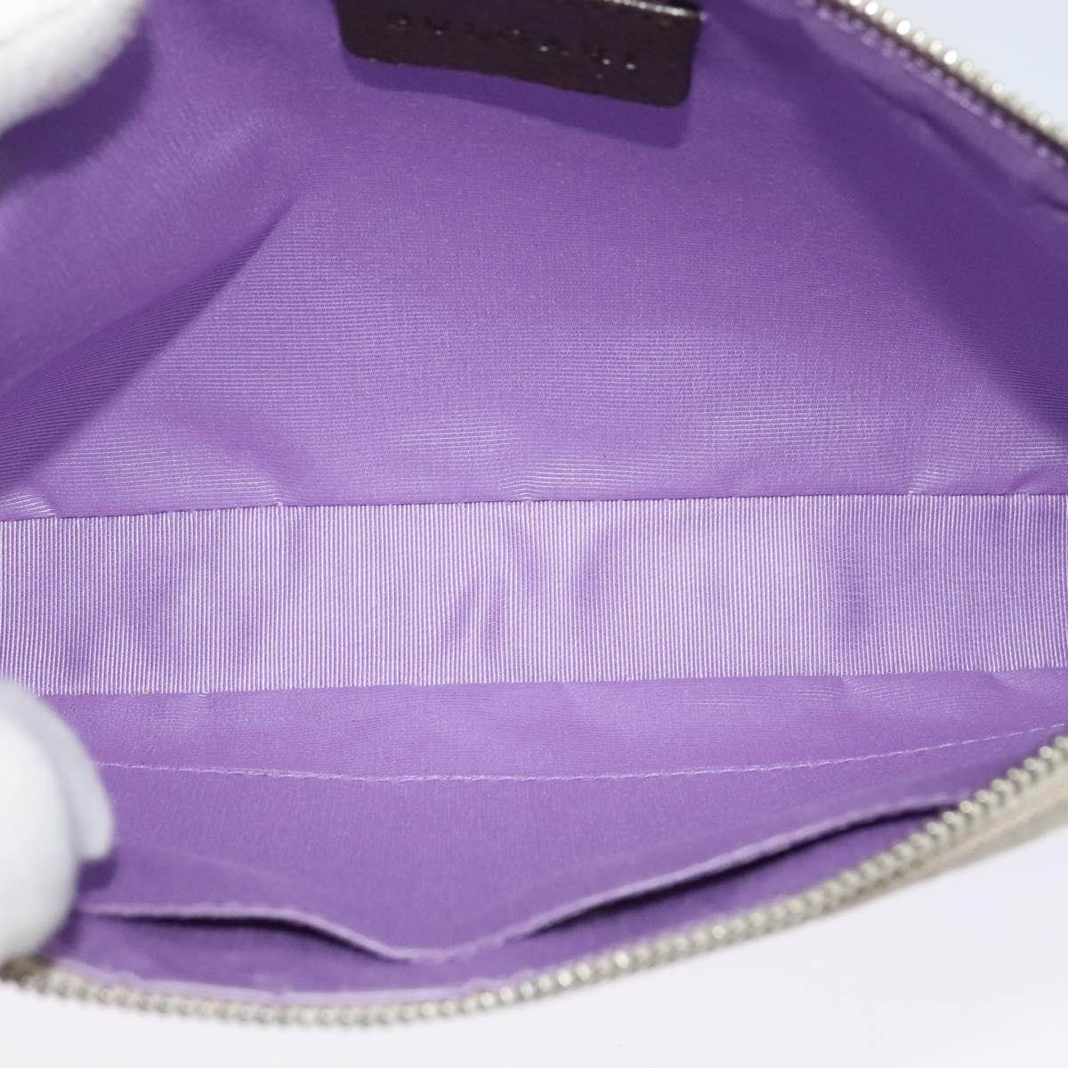 BVLGARI Shoulder Bag Canvas Ivory Silver Auth 121484