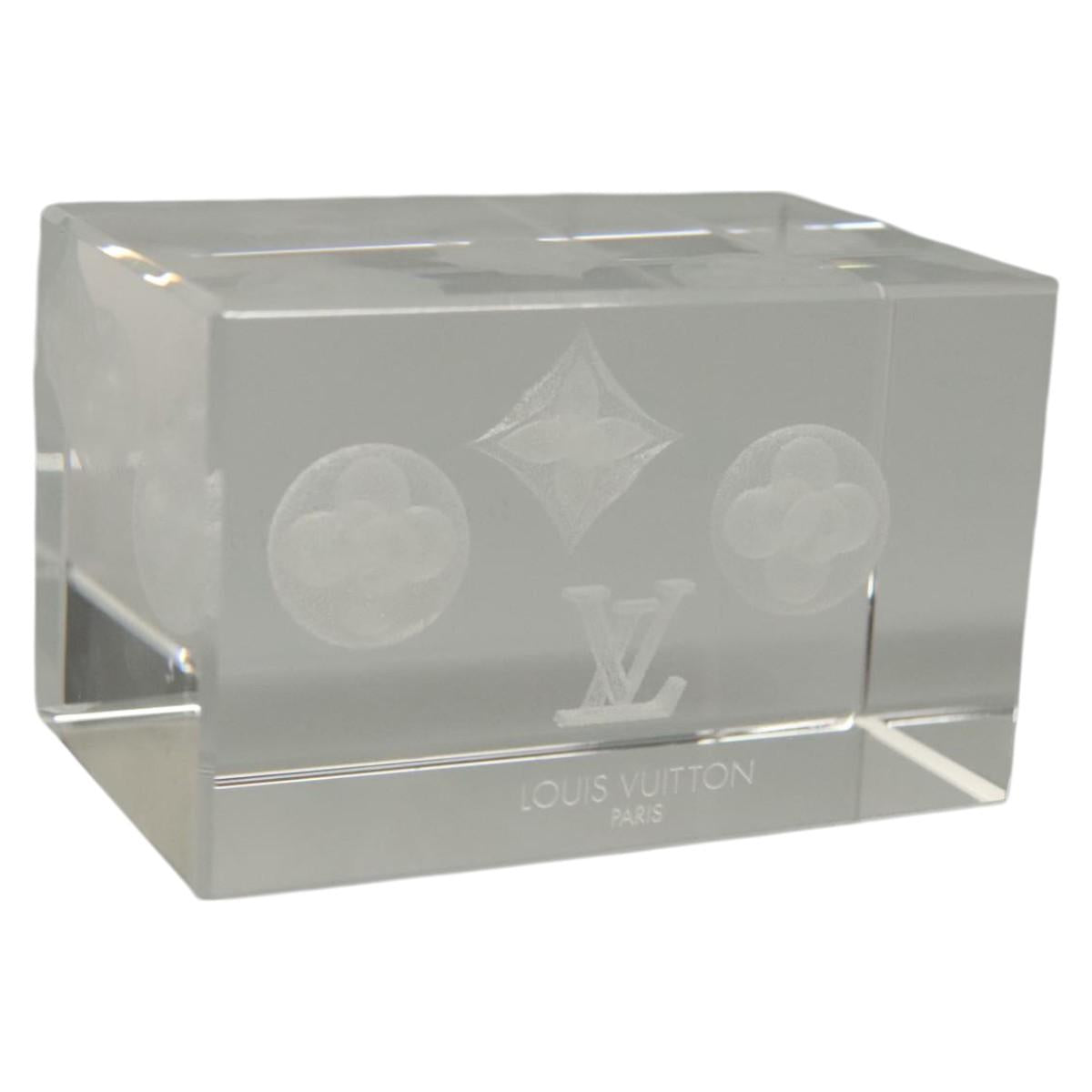 LOUIS VUITTON Paper Weight Glass Clear LV Auth 121487