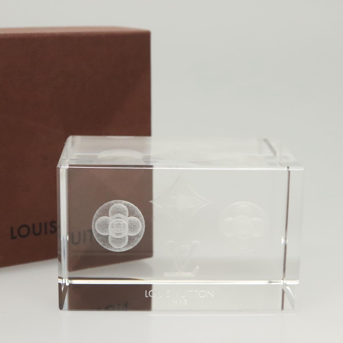 LOUIS VUITTON Paper Weight Glass Clear LV Auth 121487