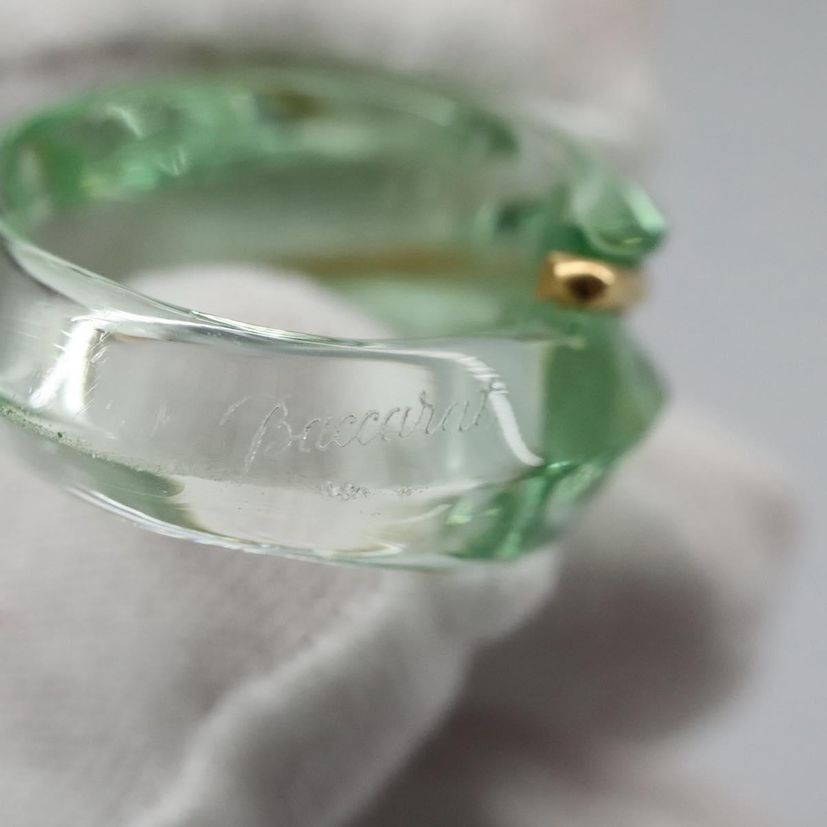 Baccarat Ring Glass 4Set Orange Green Auth 121496