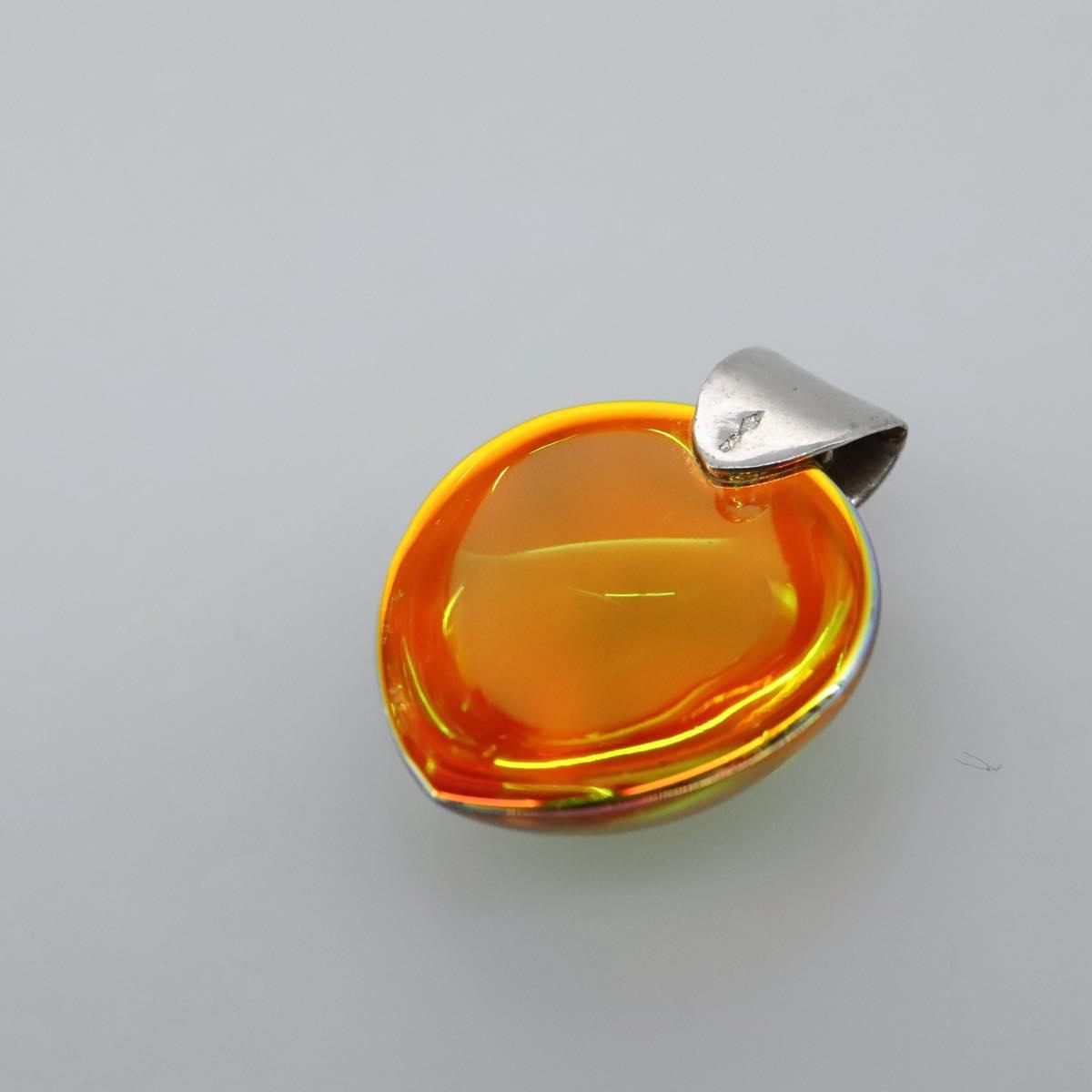 Baccarat Ring Glass 4Set Orange Green Auth 121496