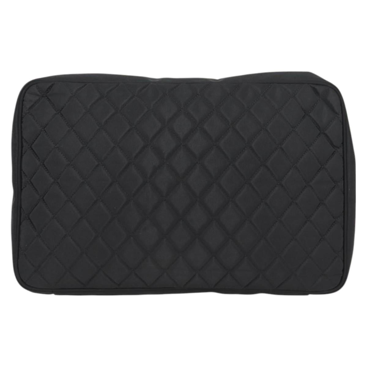 CHANEL Matelasse PC Case Nylon Black Silver CC Auth 121516M