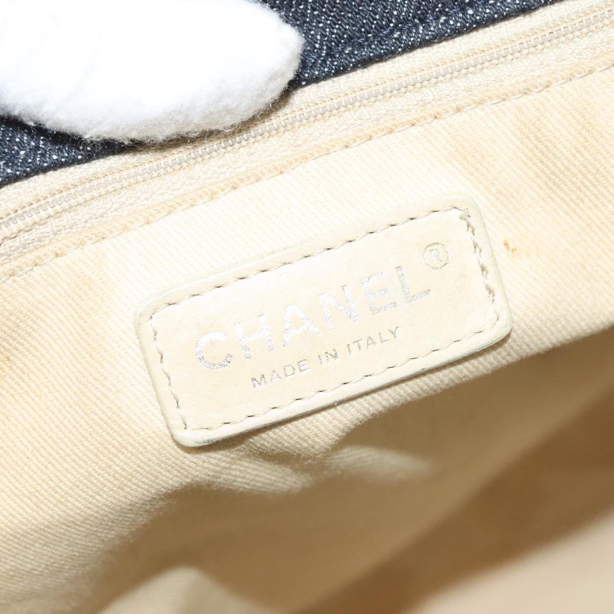 CHANEL Chain Shoulder Bag Denim Blue Gold CC Auth 121517V