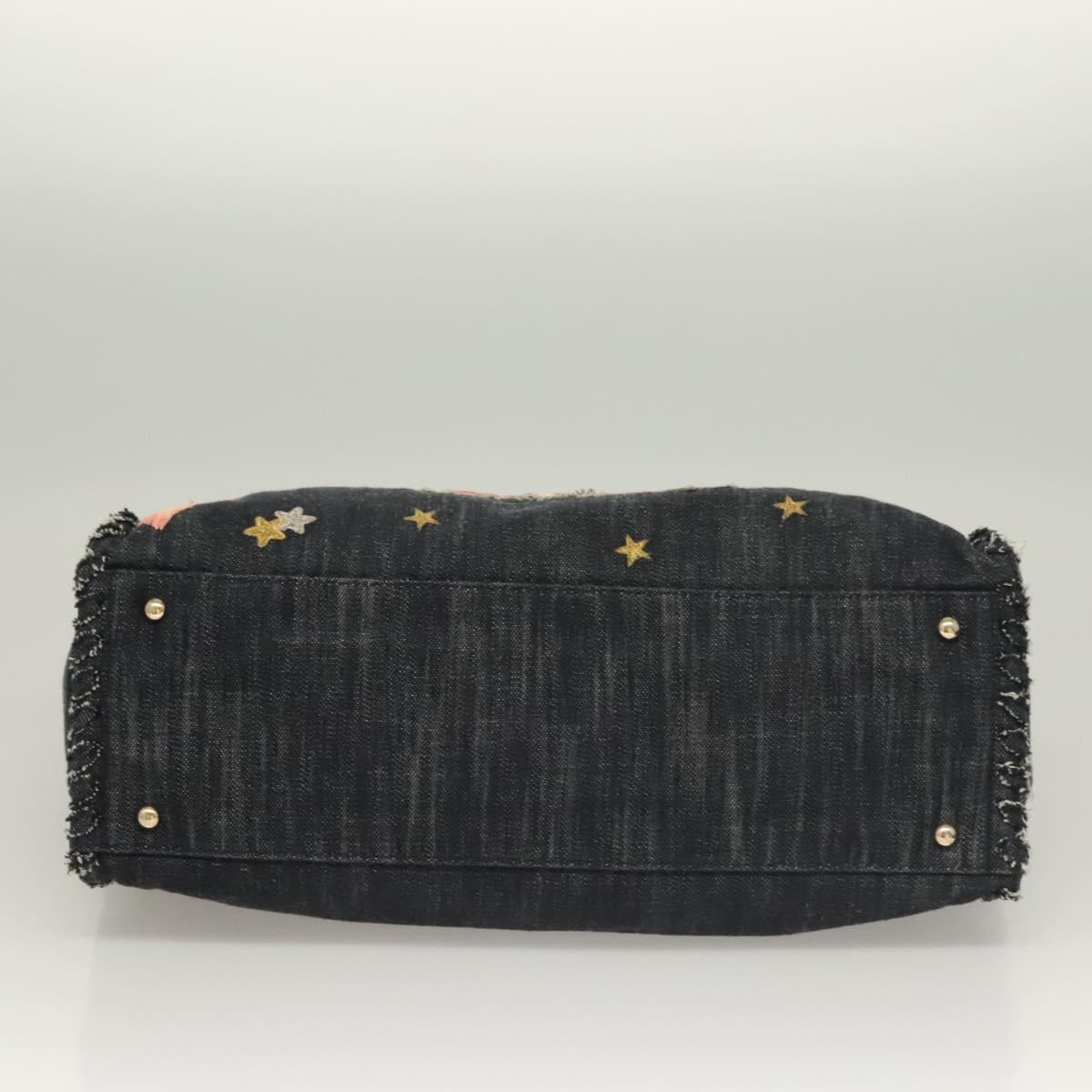 CHANEL Chain Shoulder Bag Denim Blue Gold CC Auth 121517V