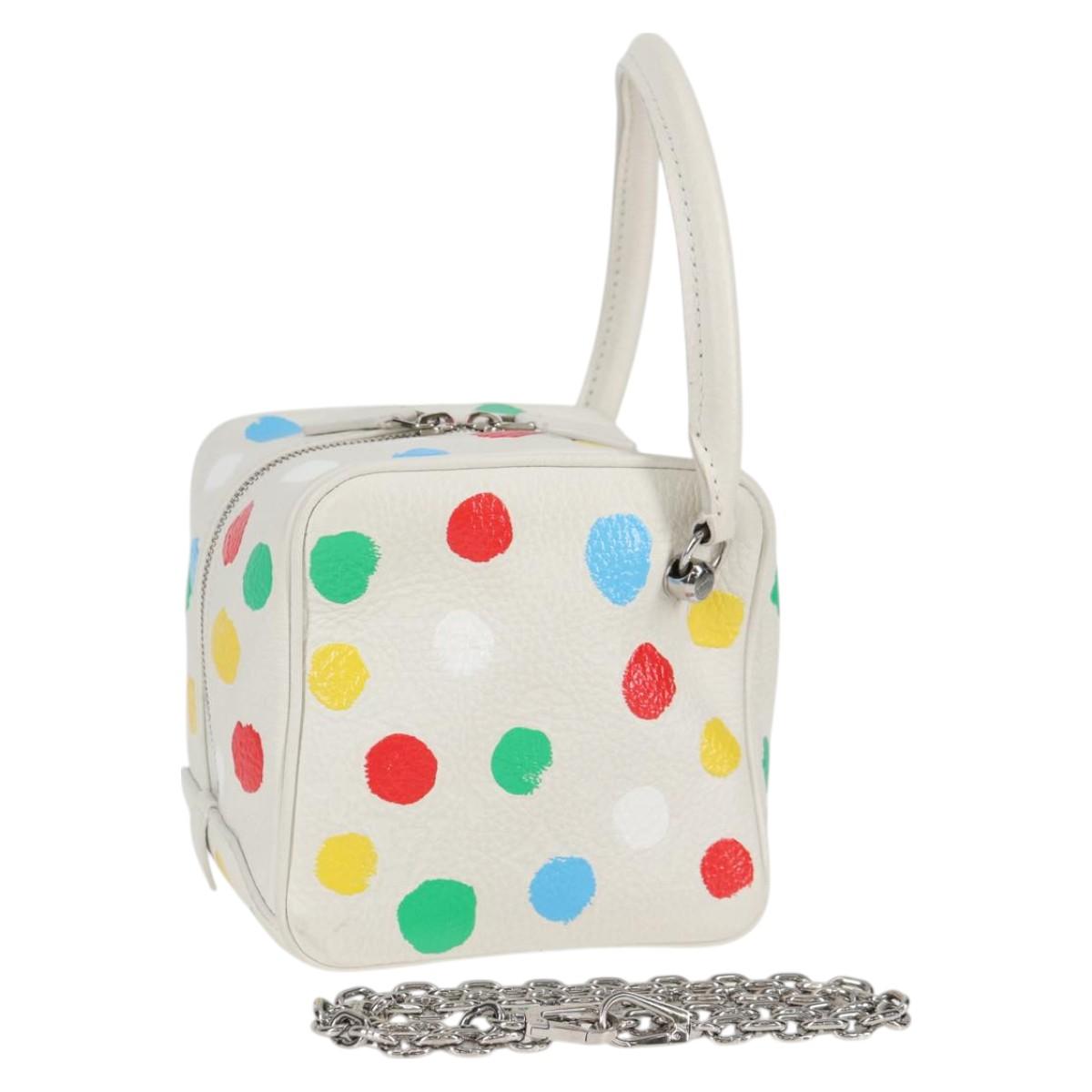 LOUIS VUITTON Monogram Yayoi Kusama Square bag Hand Bag White LV Auth 121522M