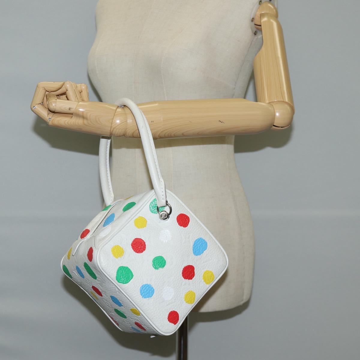 LOUIS VUITTON Monogram Yayoi Kusama Square bag Hand Bag White LV Auth 121522SAM