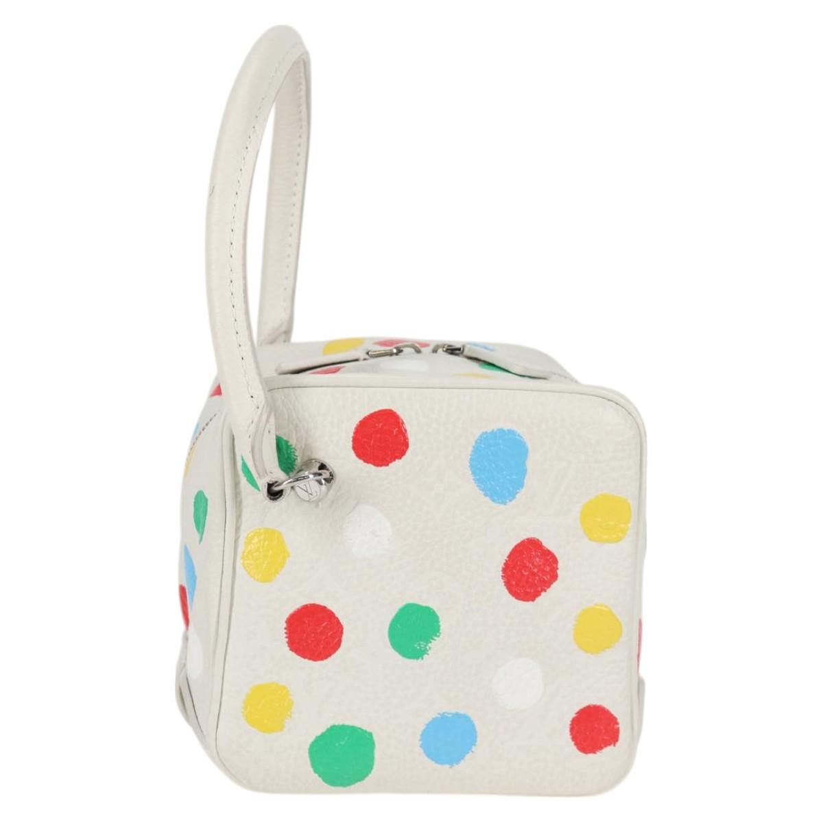 LOUIS VUITTON Monogram Yayoi Kusama Square bag Hand Bag White LV Auth 121522M