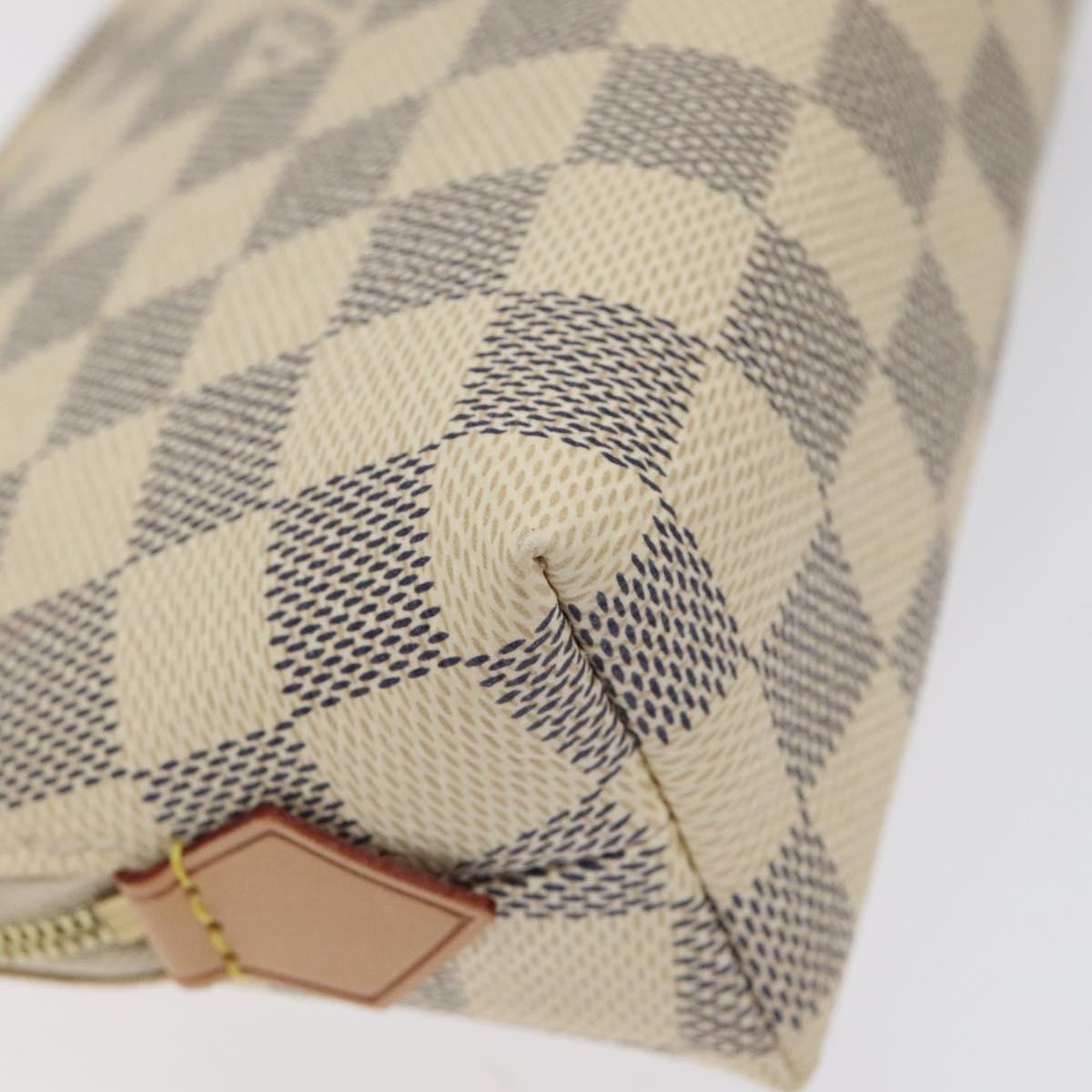 LOUIS VUITTON Damier Azur Pochette Cosmetic PM Pouch N60024 LV Auth 121541