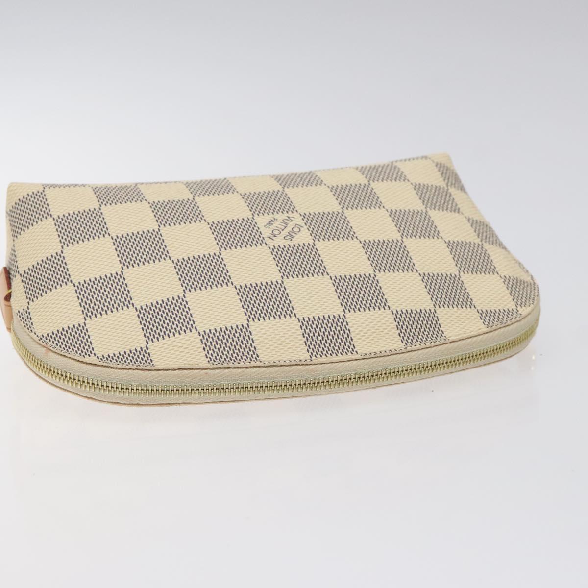 LOUIS VUITTON Damier Azur Pochette Cosmetic PM Pouch N60024 LV Auth 121541