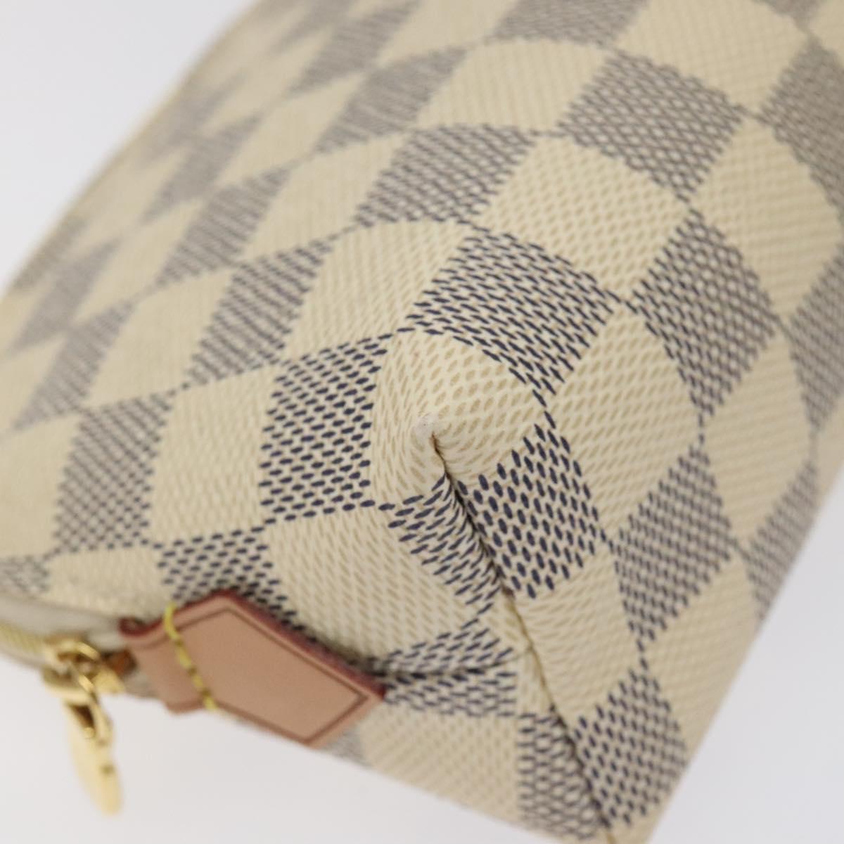LOUIS VUITTON Damier Azur Pochette Cosmetic PM Pouch N60024 LV Auth 121541